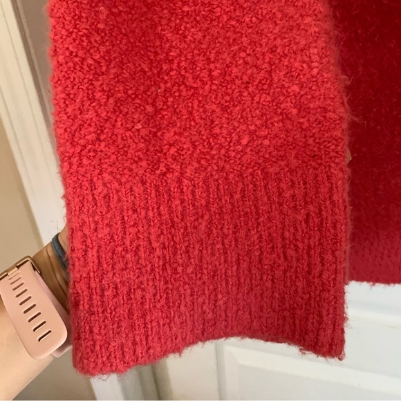 by Anthropologie oversized merino wool and alpaca blend dark coral V neck - Picture 9 of 10